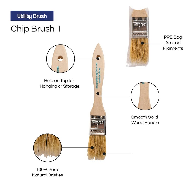 Pro-Grade Pro Grade - Chip Paint Brushes - 36 Ea 1 Inch Chip Paint Brush Light Brown - Image 3